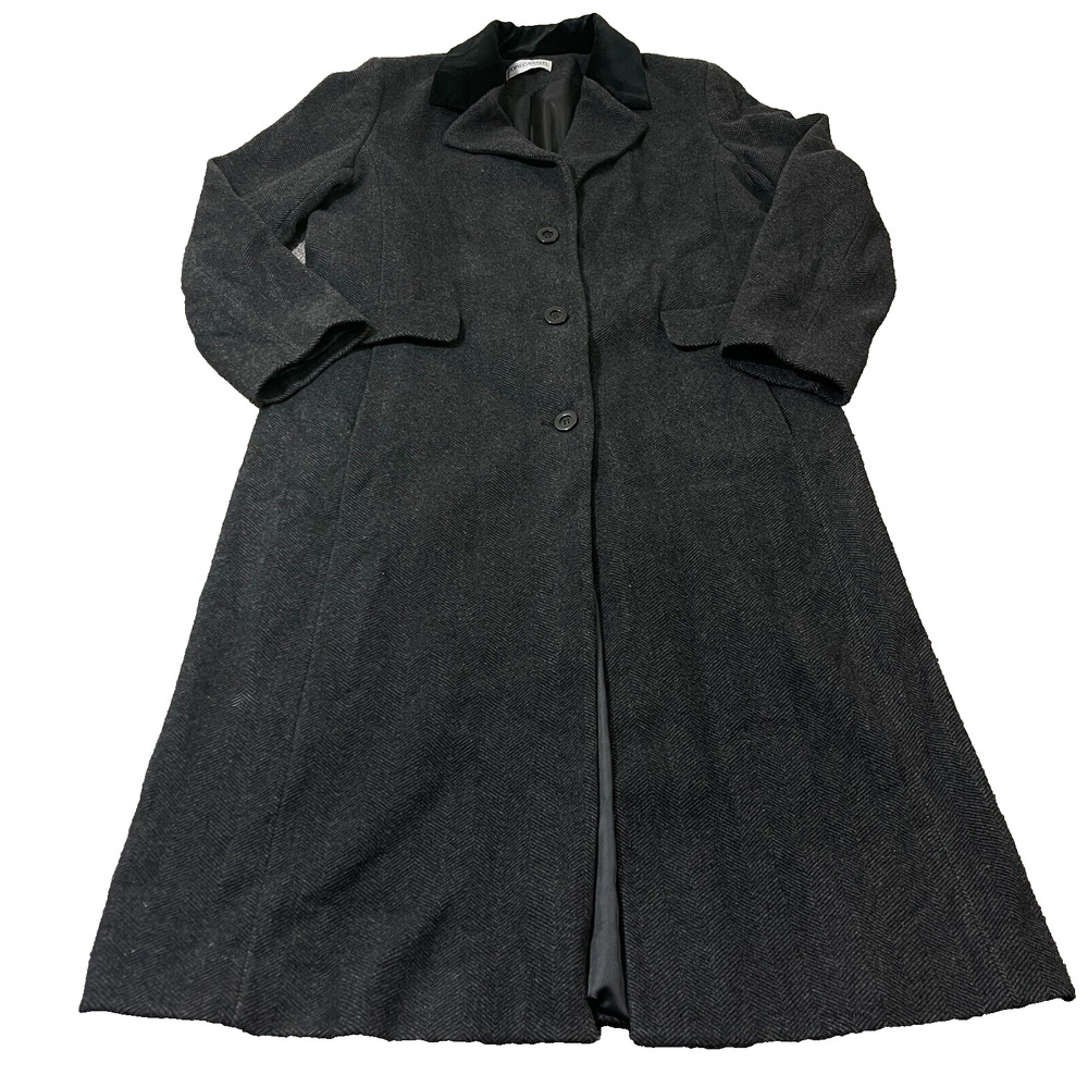 Forecaster of Boston Coat Womens Size 12 Wool Cashmere Herringbone Heavy Peacoat